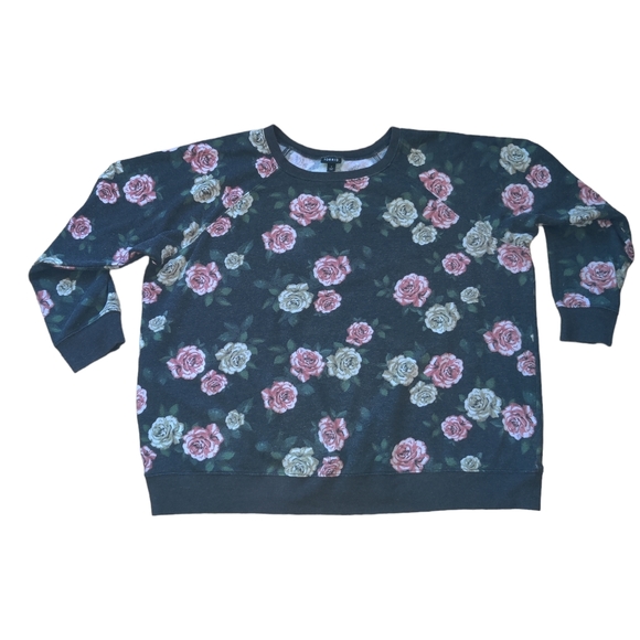 Torrid Floral Print Crewneck Pullover Sweatshirt Size 3 - Picture 1 of 7